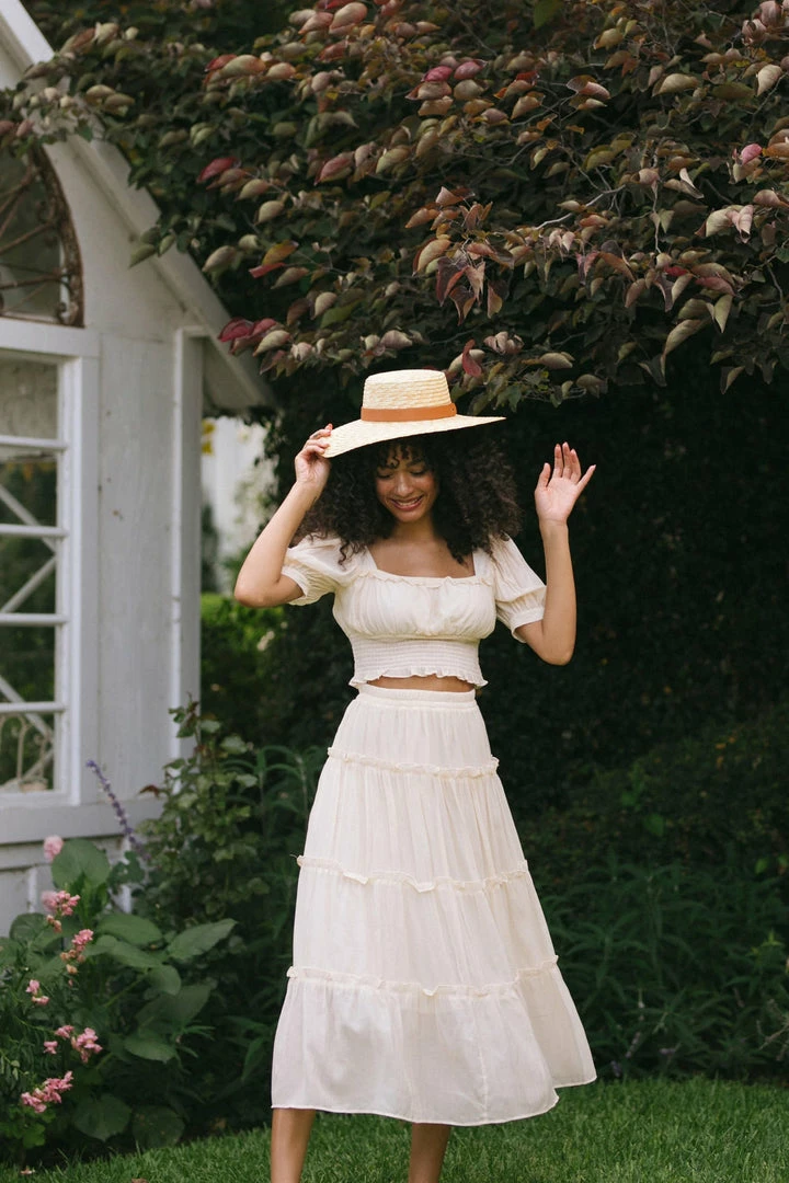 Blu Pepper Maternity Friendly Doreen Tiered Midi Skirt