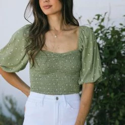 Audrey 3+1 Clothing Rowena Smocked Crop Top