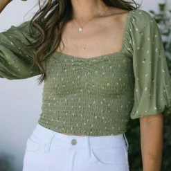 Audrey 3+1 Clothing Rowena Smocked Crop Top