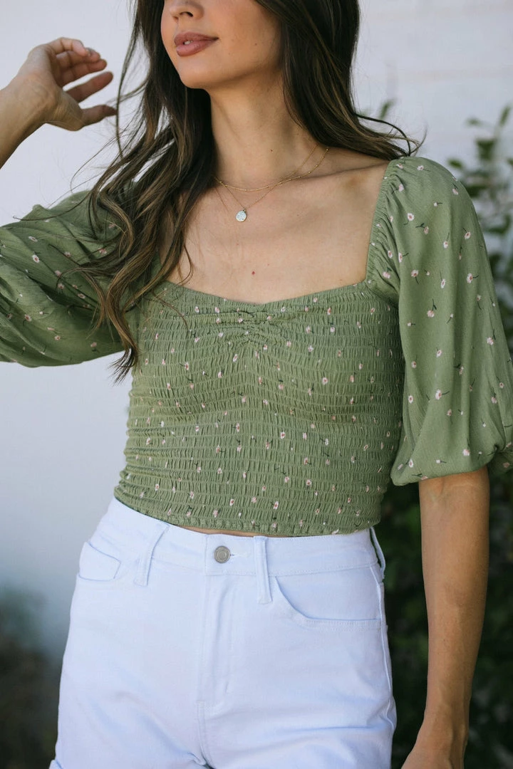 Audrey 3+1 Clothing Rowena Smocked Crop Top