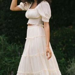 Blu Pepper Maternity Friendly Doreen Tiered Midi Skirt