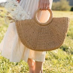 FAME Swim Elle Half Moon Straw Tote