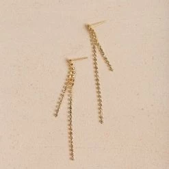 Girly Juniper Crystal Double Chain Earrings Accessories