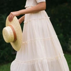 Blu Pepper Maternity Friendly Doreen Tiered Midi Skirt