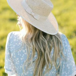 Fame Chrissy Straw Wide Brim Bow Hat Swim