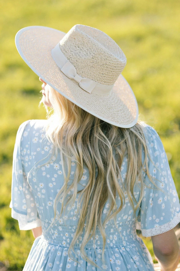Fame Chrissy Straw Wide Brim Bow Hat Swim