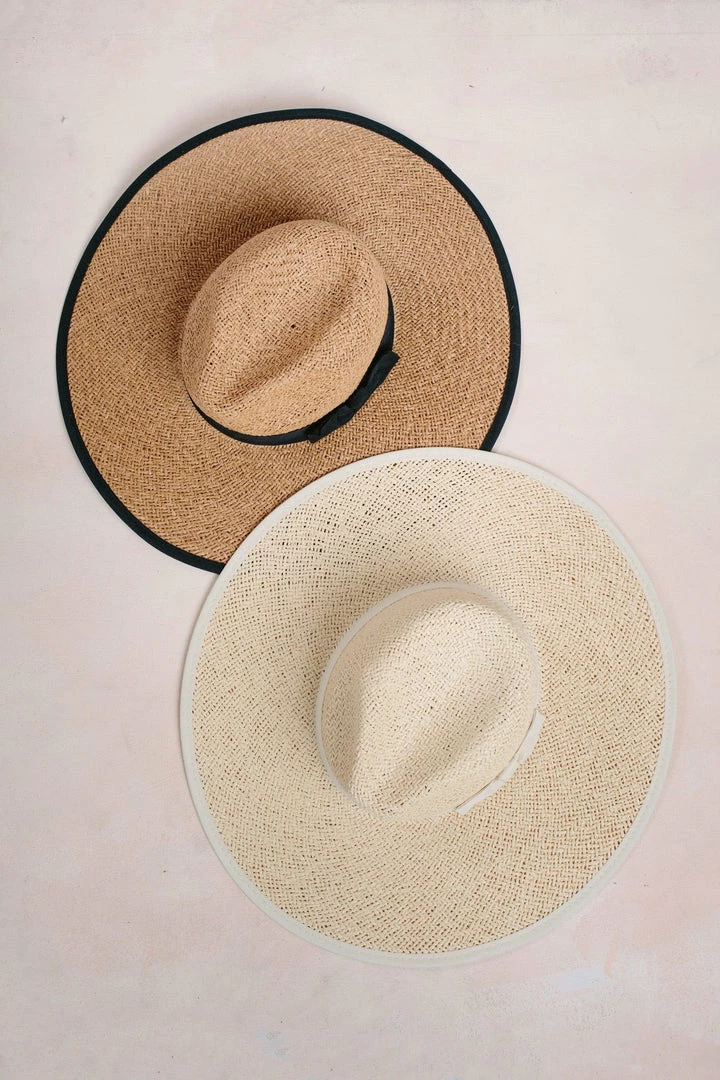 Fame Chrissy Straw Wide Brim Bow Hat Swim