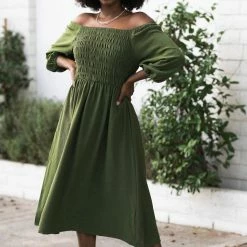 Polagram Maternity Friendly Selena Smocked Midi Dress