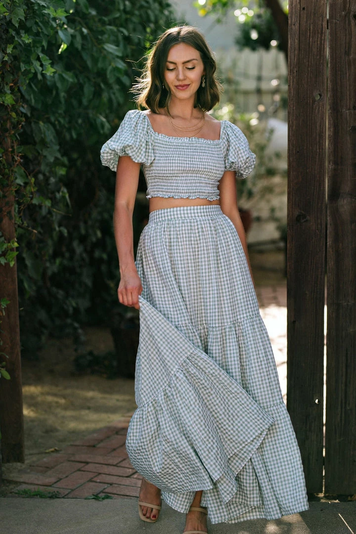 Mable Wiley Gingham Skirt Set Clothing