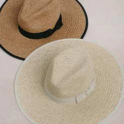Fame Chrissy Straw Wide Brim Bow Hat Swim