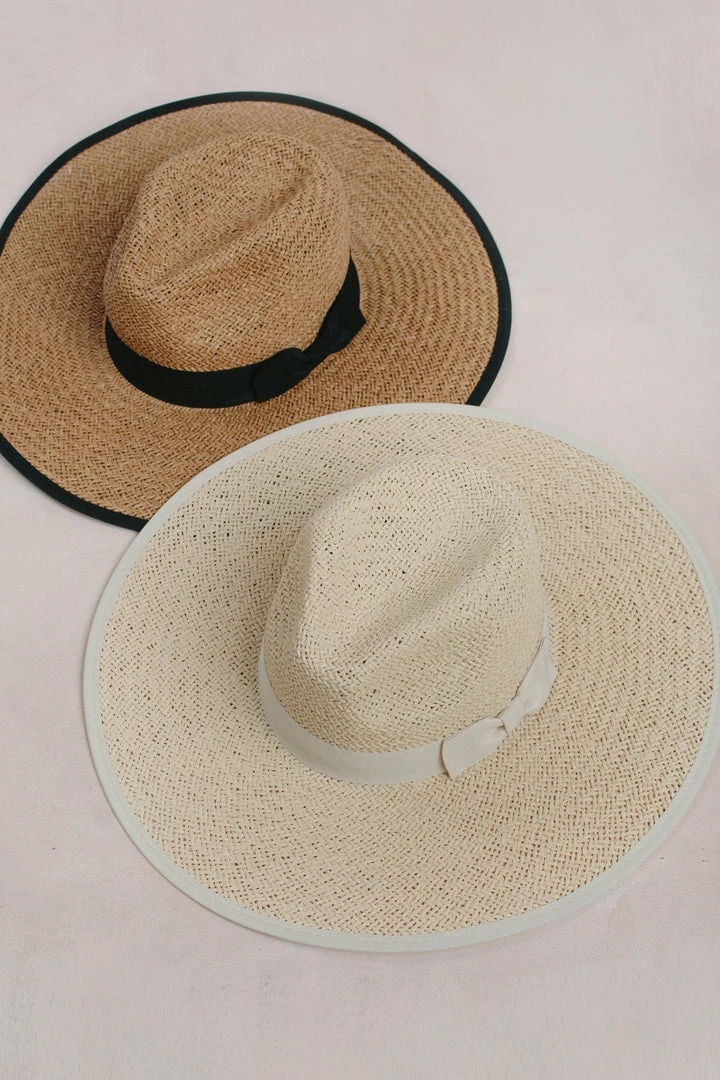 Fame Chrissy Straw Wide Brim Bow Hat Swim