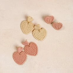 Fame Lynn Heart Woven Clay Earrings