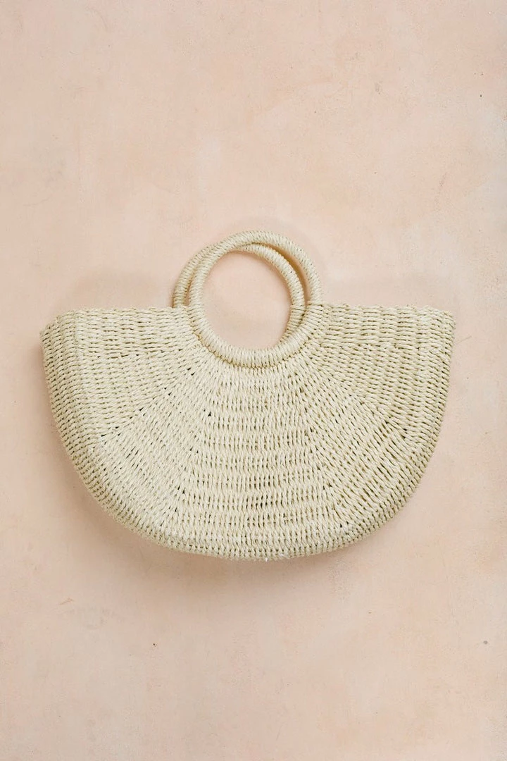 FAME Swim Elle Half Moon Straw Tote