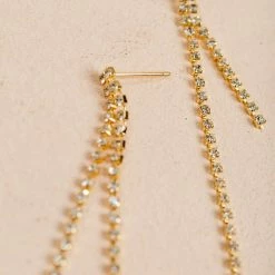 Girly Juniper Crystal Double Chain Earrings Accessories