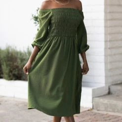 Polagram Maternity Friendly Selena Smocked Midi Dress