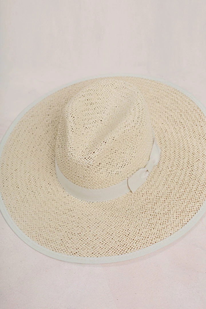 Fame Chrissy Straw Wide Brim Bow Hat Swim