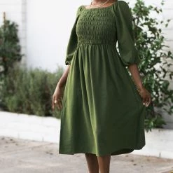 Polagram Maternity Friendly Selena Smocked Midi Dress