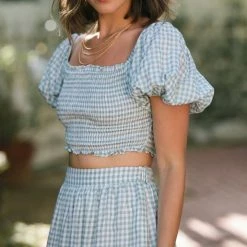 Mable Wiley Gingham Skirt Set Clothing