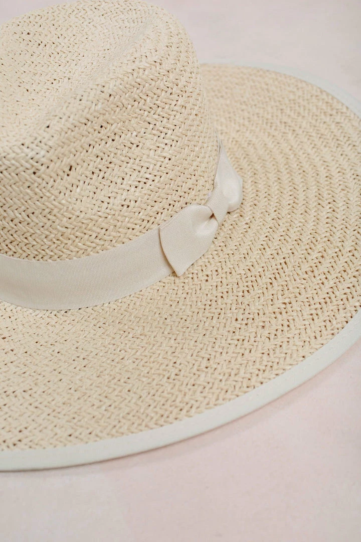 Fame Chrissy Straw Wide Brim Bow Hat Swim