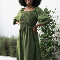 Polagram Maternity Friendly Selena Smocked Midi Dress