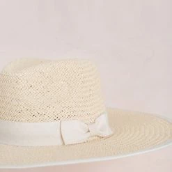 Fame Chrissy Straw Wide Brim Bow Hat Swim