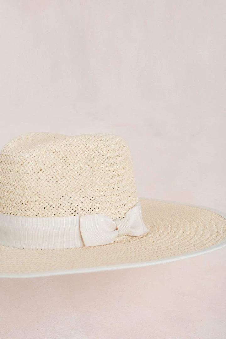 Fame Chrissy Straw Wide Brim Bow Hat Swim