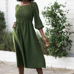 Polagram Maternity Friendly Selena Smocked Midi Dress