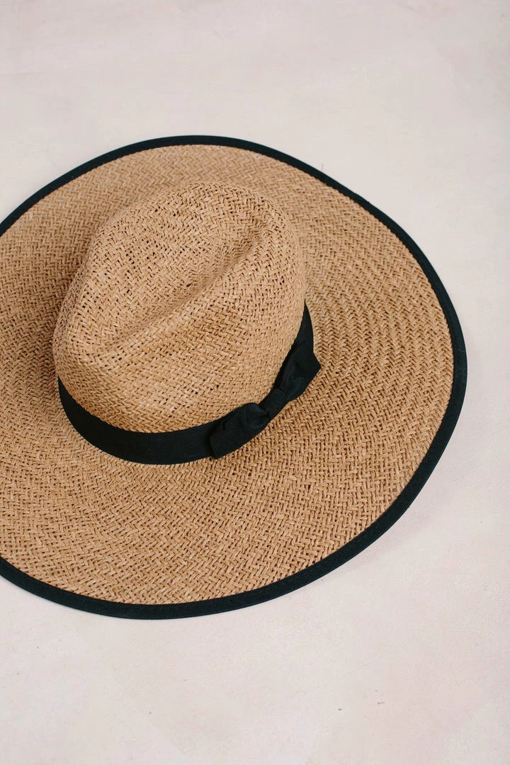 Fame Chrissy Straw Wide Brim Bow Hat Swim