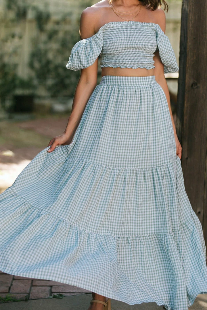 Mable Wiley Gingham Skirt Set Clothing