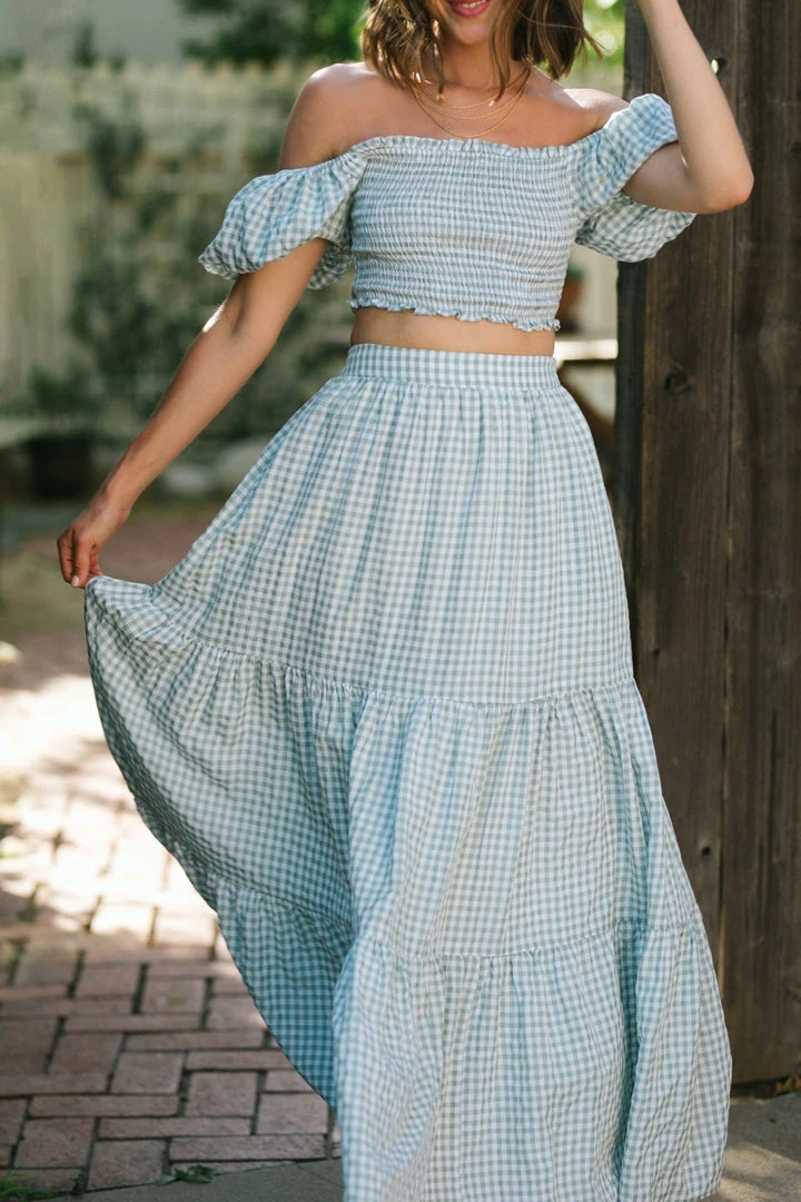 Mable Wiley Gingham Skirt Set Clothing