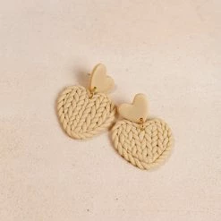 Fame Accessories Diana Heart Woven Clay Dangle Earrings