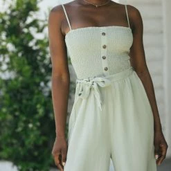 Style Melody Clothing Terri Smocked Button Jumpsuit