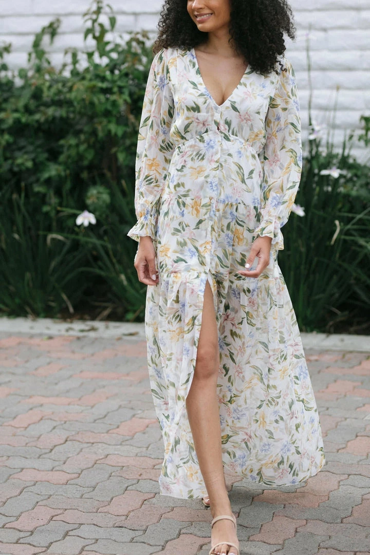 Aakaa Paris V-Neck Maxi Dress Maternity Friendly