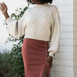 Dreamers Chrissy Cropped Mockneck Sweater