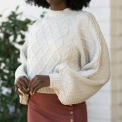 Dreamers Chrissy Cropped Mockneck Sweater