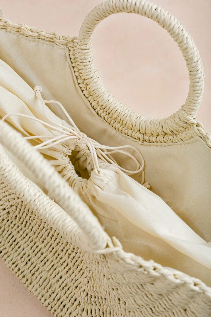 FAME Swim Elle Half Moon Straw Tote