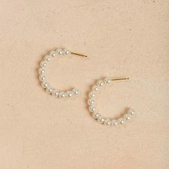 Girly Accessories Grace Pearl Hoop Earrings