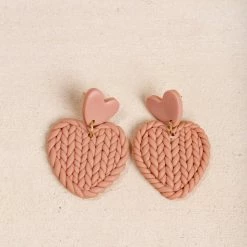 Fame Accessories Diana Heart Woven Clay Dangle Earrings