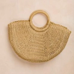 FAME Swim Elle Half Moon Straw Tote