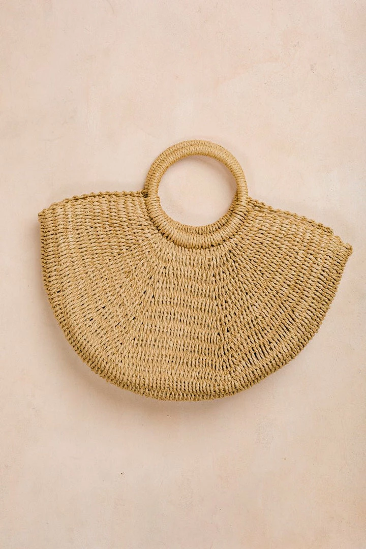 FAME Swim Elle Half Moon Straw Tote