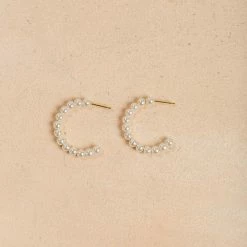 Girly Accessories Grace Pearl Hoop Earrings