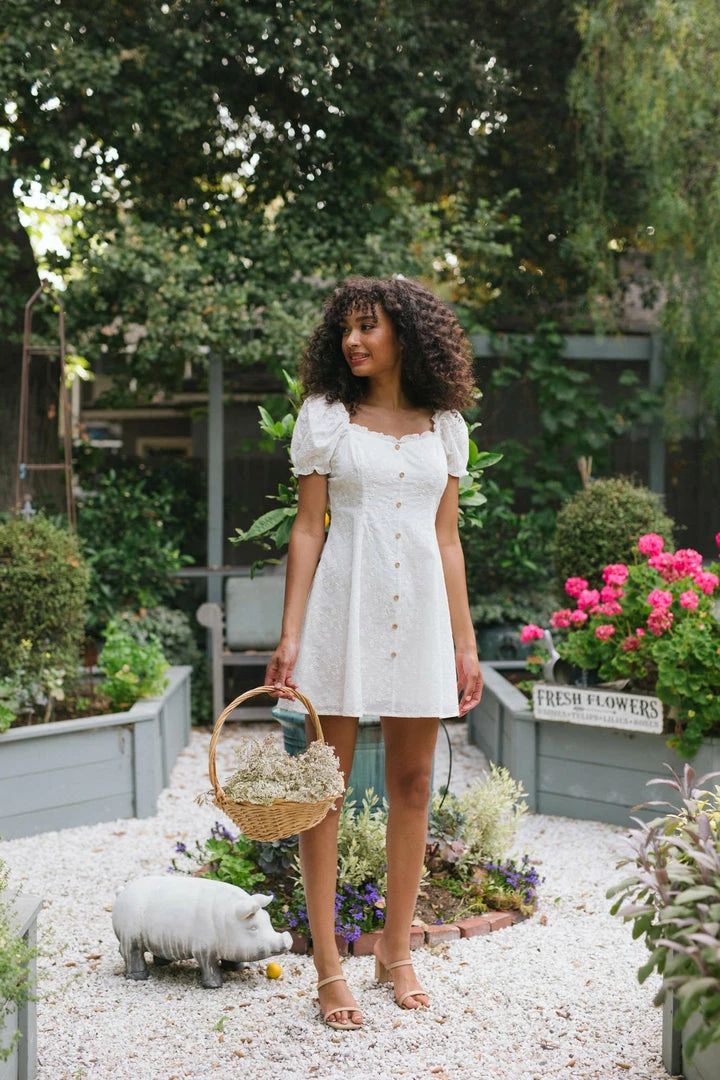 Aakaa Maisie Embroidered Mini Dress Clothing