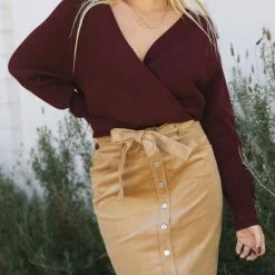 Lush Clothing Greta Surplice Knit Sweater