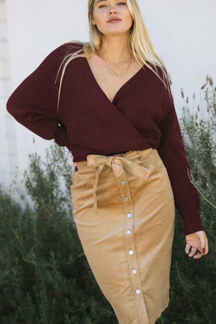 Lush Clothing Greta Surplice Knit Sweater