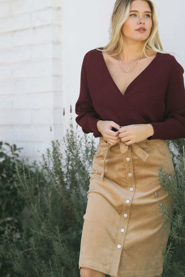 Lush Clothing Greta Surplice Knit Sweater