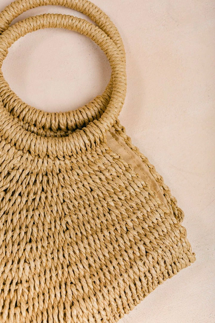 FAME Swim Elle Half Moon Straw Tote