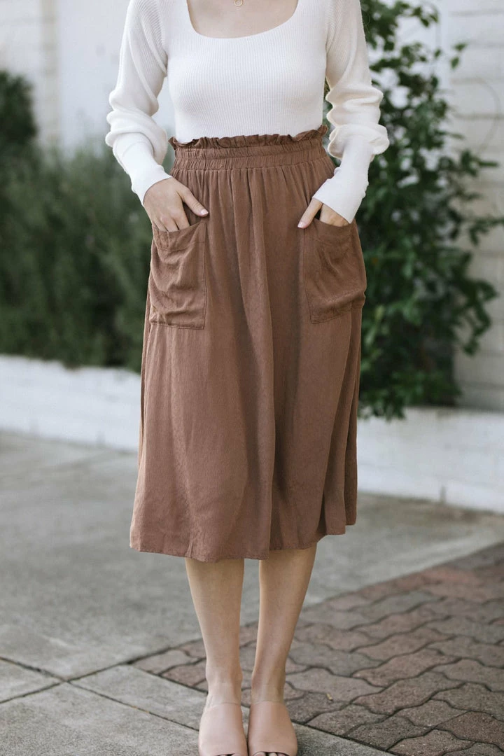 Final Touch Barbara Textured Midi Skirt Maternity Friendly