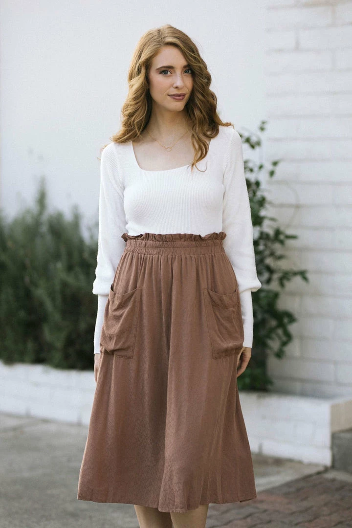 Final Touch Barbara Textured Midi Skirt Maternity Friendly