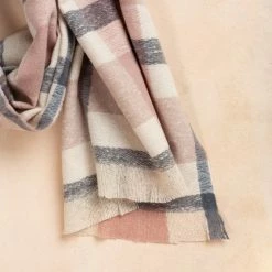 Fame Char Blush & Grey Plaid Scarf