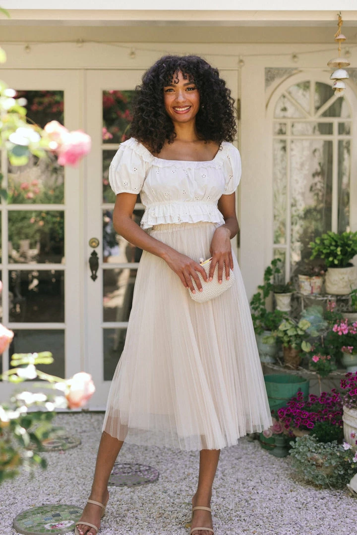 On Blue Maternity Friendly Michaela Pleated Tulle Skirt